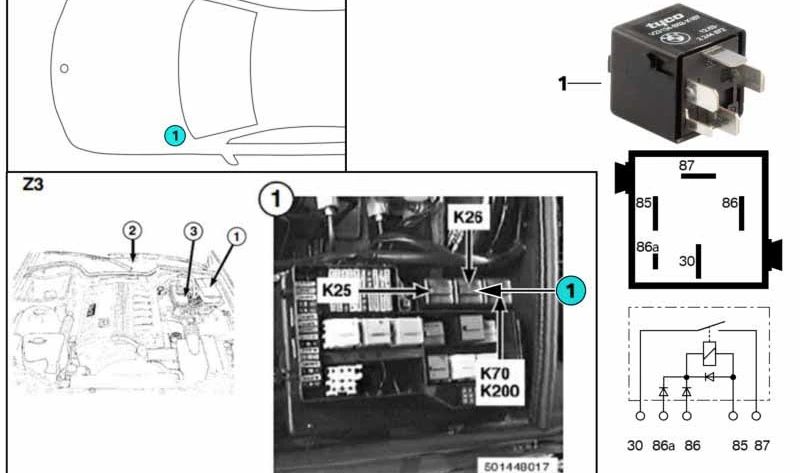 Relais d'allumage noir OEM 12632244872 pour BMW E36, E34, Z3. BMW d'origine.