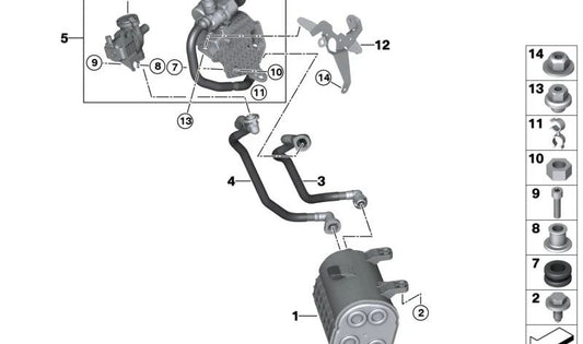 Válvula de aislamiento del depósito con soporte OEM 16119797986 para BMW G09 XM. Original BMW.