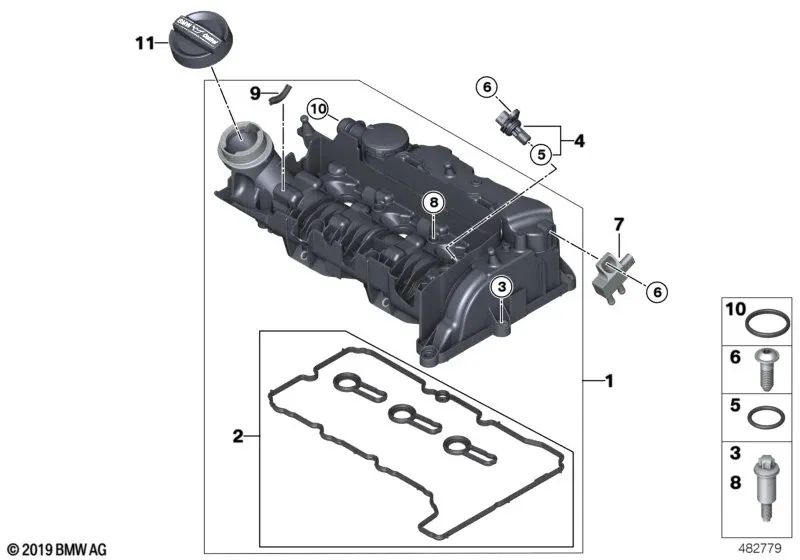 BMW Cilinder Head Series 1 F20N, F21N Serie 2 F45, F45N, F46, F46N X1 F48 (OEM 11128511342). BMW originale