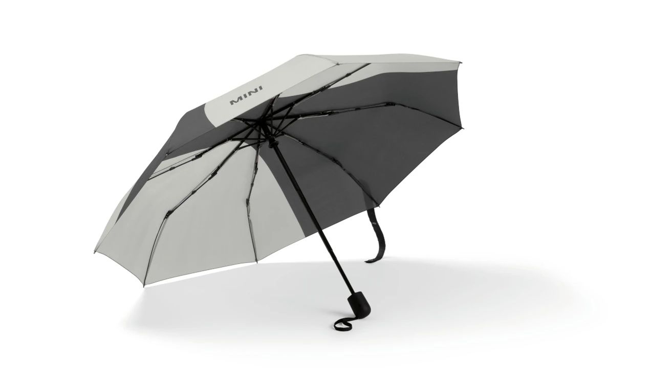 Guarda-chuva dobrável cinza/preto OEM 80235B320F3 para MINI. MINI originais.