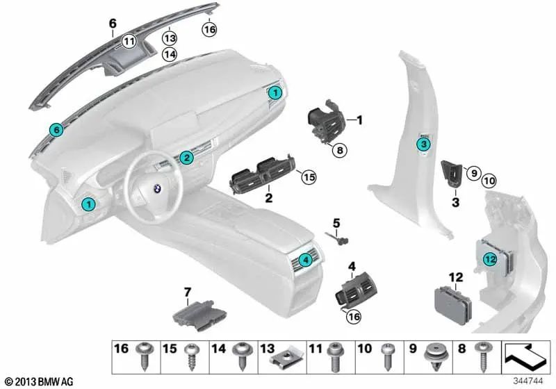 Right electric auxiliary heater for BMW E70, F15, F85, E71, F16, F86 (OEM 64116954488). Original BMW.