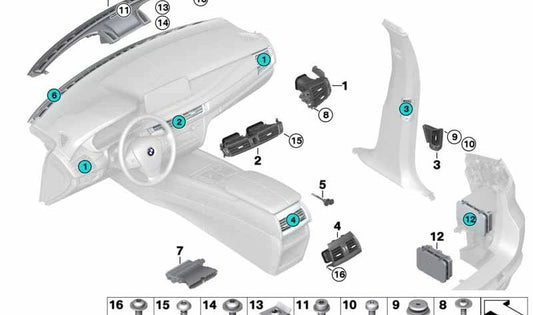 Rejilla de ventilación izquierda OEM 64229270516 para BMW X5 F15, F85 y X6 F16, F86. Pieza original BMW.