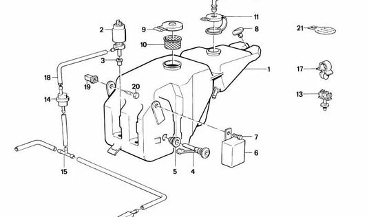 Windshield Washer Fluid Reservoir OEM 61661367596 for BMW E28. Original BMW.