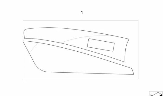 Left suitcase decorative sticker 46548528323 for BMW Motorrad R1200gs (K50), R1250gs (K50), Adventure, F850gs, F750gs, R1200R, R1250R, S1000XR, and more. Original BMW Motorrad.