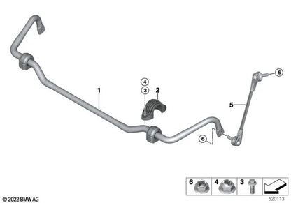 Stabilizzatore anteriore sinistro per BMW G42, G20, G21, G28, G22, G23, G26 (OEM 31306893359). BMW originale