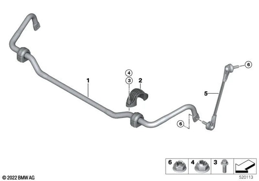Suporte ao estabilizador BMW 2 G42 Series, 3 G20 Series, G20N, G21, G21N, 4 G22 Series, G23, G26, Z4 G29 (OEM 31305A083A5). BMW original