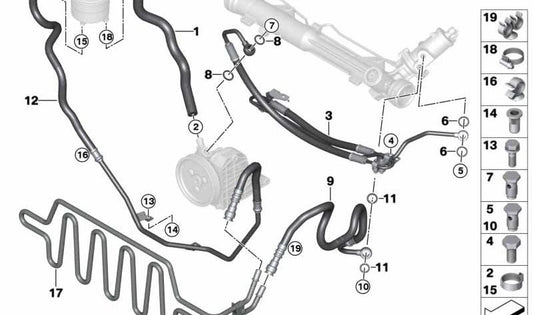 OEM 32416776342 Pipe de retour de direction pour BMW E93. BMW d'origine.