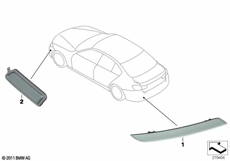 Rear right reflector for BMW 3 Series F34, F34N (OEM 63147848120). Original BMW