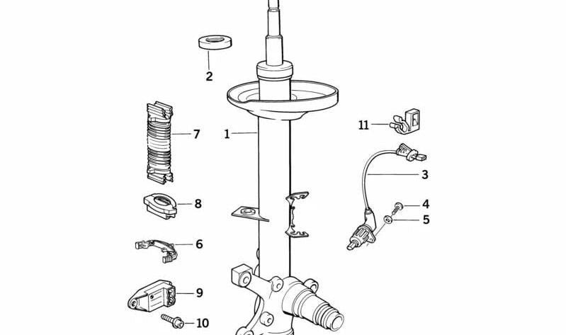 Amortiguador delantero izquierdo OEM 31311138551 para BMW E31. Original BMW.