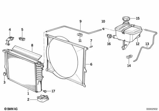 OEM fan frame 17112245514 for BMW 3 Series E36 (01/1994 - 08/2000) with M41 engine and manual transmission. Genuine BMW.