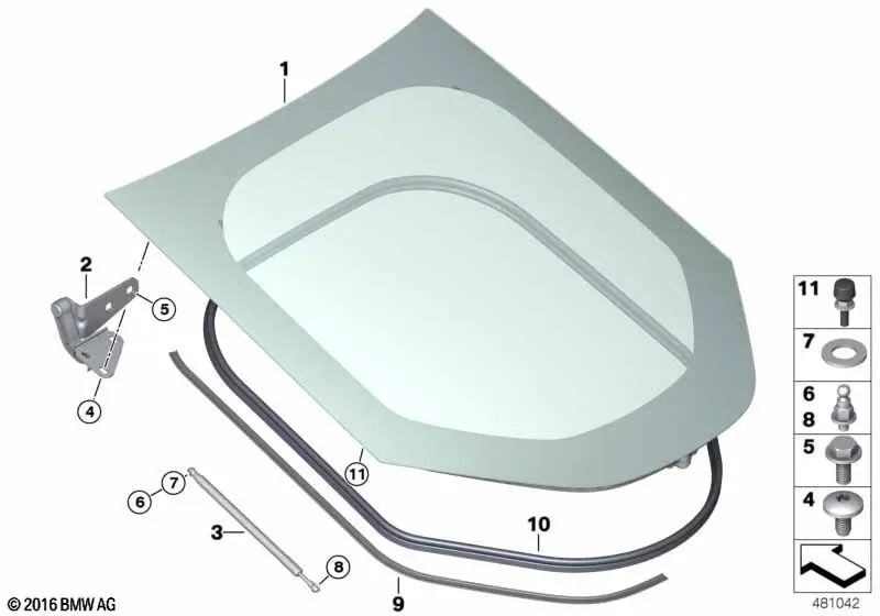 Rear tailgate with rear window for BMW i I12, I12N (OEM 51007404036). Original BMW