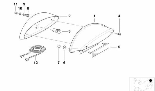 Mazo de cables trasero OEM 61117652030 para motos BMW F 650 GS, G 650 GS, G 650 GS Sertão. Original BMW Motorrad.
