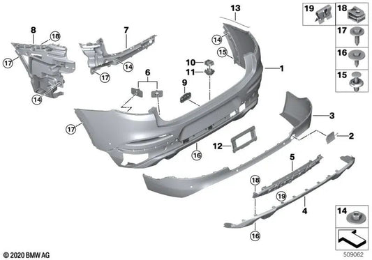 Rear lower bumper reinforcement for BMW X4 G02 (OEM 51127416024). Original BMW.