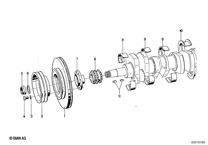 Piñón de cadena para BMW E12, E28, E24, E23 (OEM 11211252573). Original BMW
