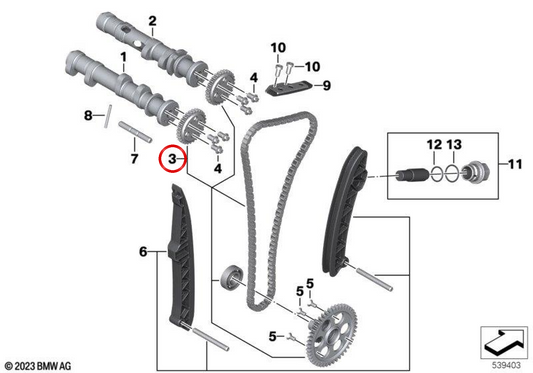 OEM 11008404492 timing chain set for BMW motorcycles F 750 GS, F 850 ​​GS, F 900 R, F 900 XR... and more. Original BMW Motorrad.