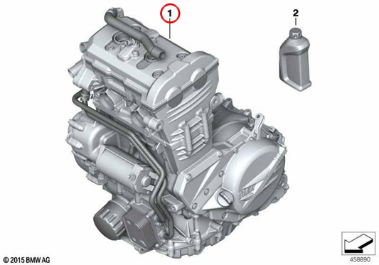 Motore nero OEM 11008535716 per moto BMW F 800 GS, F 800 GS Adventure. BMW Motorrad originale.