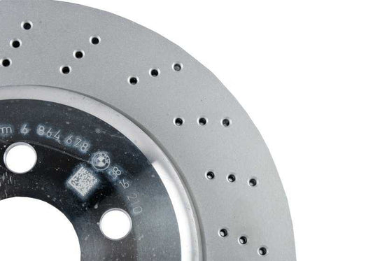 Ventilated and perforated brake disc 34216864678 for BMW I12, I15. Original BMW.