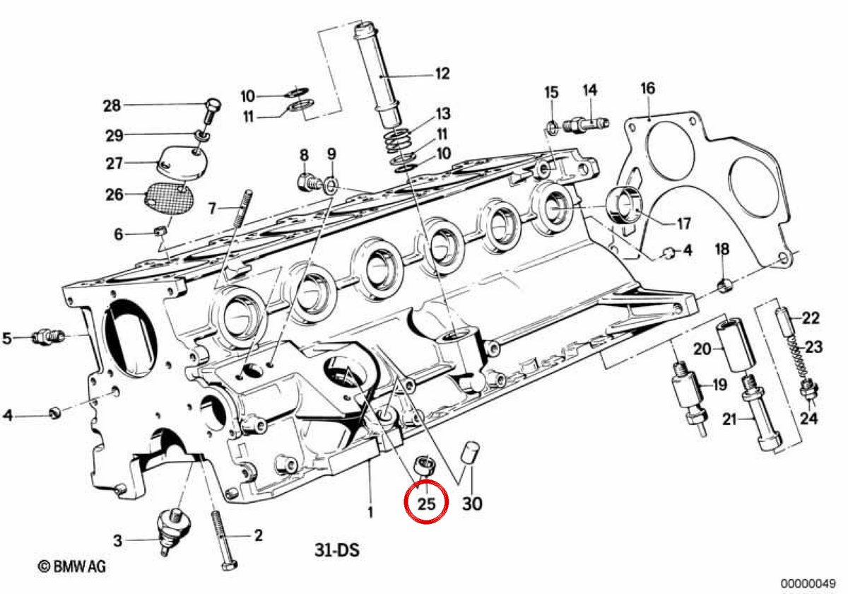 Cuscinetto di ago BMW 3 E21, E30 Series 5 E12, E28, E34 (OEM 111111265180). BMW originale