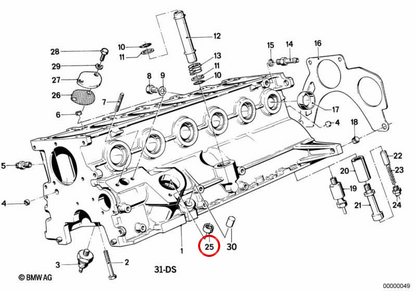 Cuscinetto di ago BMW 3 E21, E30 Series 5 E12, E28, E34 (OEM 111111265180). BMW originale