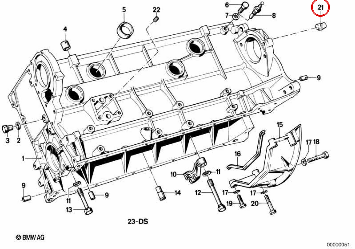 Plug de fermeture OEM 11111716913 pour BMW E28, E34, E24, E23, E32. BMW d'origine.