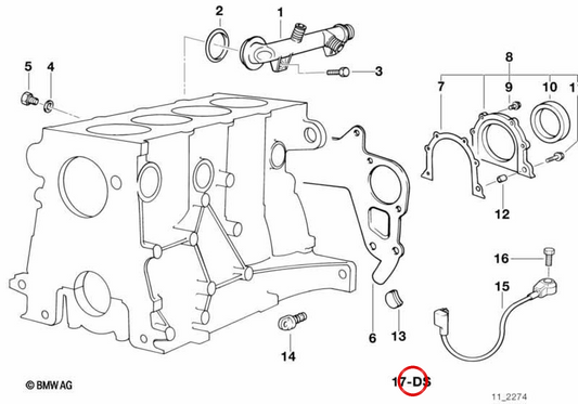 Conjunto de juntas do cárter sem amianto OEM 11111734268 para BMW E36. BMW genuíno.