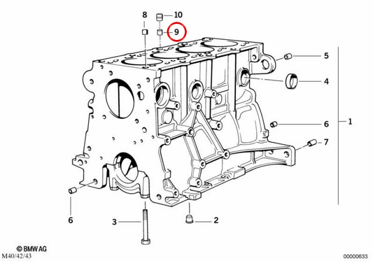 Valve de restriction d'huile OEM 11111739369 pour BMW E30, E36, E34. BMW d'origine.