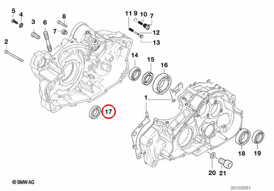 Reteinatore olio OEM Motore 11112343018 per BMW Motorrad F 650 (Fe169), F 650 ST, F 650 GS, F 650 GS Dakar, G 650 X. Motorrad BMW originale.