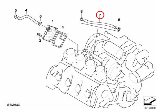 OEM return flexible pipe 11117686495 for BMW motorcycles K1200S, K1200R, K1200GT... and more. Original BMW Motorrad.