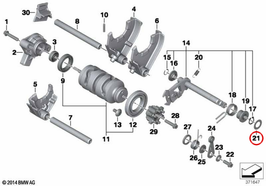 Arandela de tope OEM 11117699218 para motos BMW F700GS, F800GS, F800GT, F800ST, F650GS y más. Original BMW Motorrad.