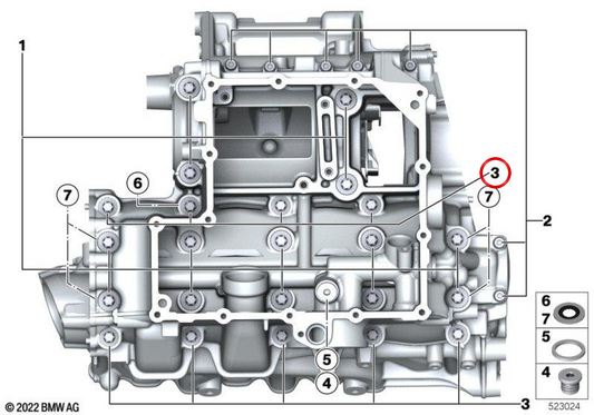 Vite coppa motore M8x65 OEM 11118358373 per BMW Motorrad S 1000 R, S 1000 RR, S 1000 XR, M 1000 RR, M 1000 R, M 1000 XR. Originale BMW Motorrad.