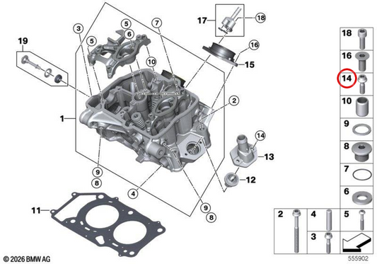 Boulon cylindrique OEM 11118557331 pour motos BMW G 310 R, G 310 GS, C 600 Sport... et plus encore. BMW Motorrad d'origine.