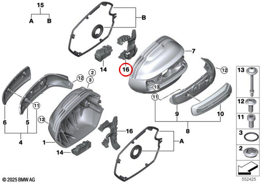 Protection anticollision droite de couvre-culasse OEM 11121034144 pour motos BMW R 12 G/S (KR2, 0N21) Original BMW Motorrad
