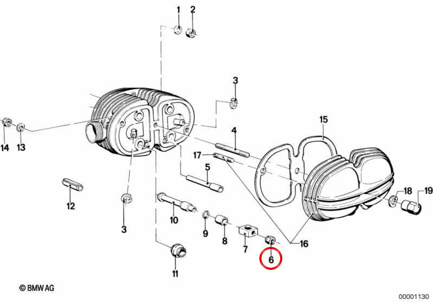 Tuerca hexagonal (OEM 11121261775) para BMW. Compatible con modelos E30, E34, E36, E46, Z3 y más. Original BMW.