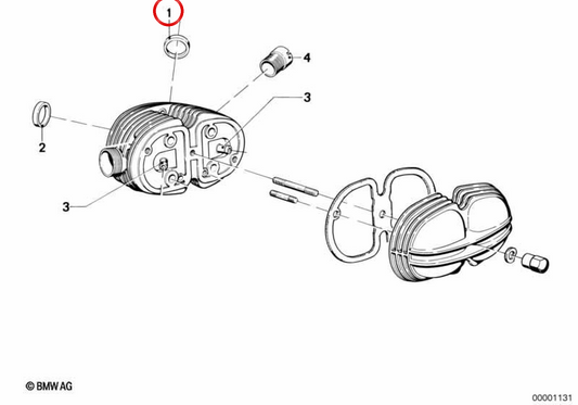 Sede della valvola di ammissione OEM 11121336571 per BMW R50. BMW originale.