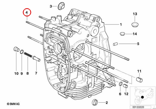 Motor Asparagus M10x260.5 OEM 11121341175 für BMW Motorrad {R 1100 GS, R 1100 R, R 1100 RS, R 1100 RT, R 1100 S, R 850 C, R 850 GS, R 850 R}. Original BMW Motorrad Stück.