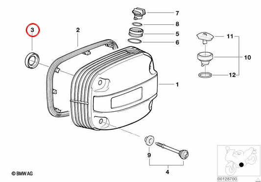Inner gasket OEM 11121341707 for BMW motorcycles R 1100 GS, R 1100 R, R 1100 RT, R 850 GS, R 850 R... and more. Original BMW Motorrad.