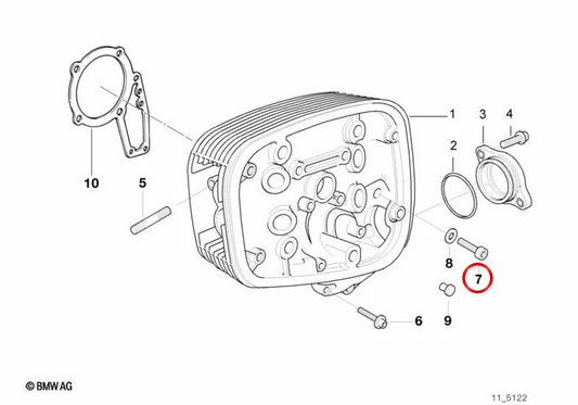 Tornillo cilíndrico con placa M10x70 OEM 11121342244 para motos BMW R 1100 GS, R 1150 GS, R 1100 RT, R 1150 RT, R 1100 RS, R 1150 RS, R 850 R, R 1200 C... y más. Original BMW Motorrad