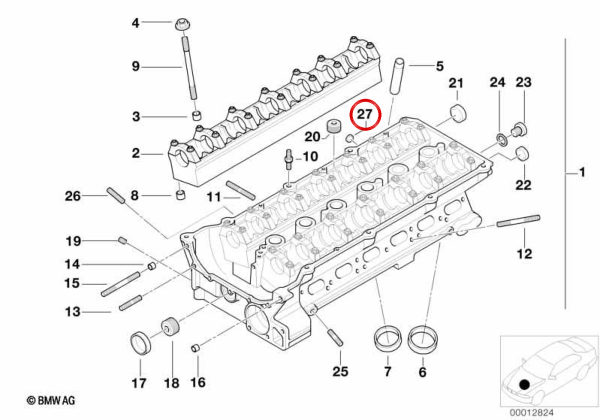 Tampa final OEM 11121427243 para BMW E36, E46, E39, E60, E61, E38, E65, E66, E83, E53, Z3, E85. BMW genuíno.