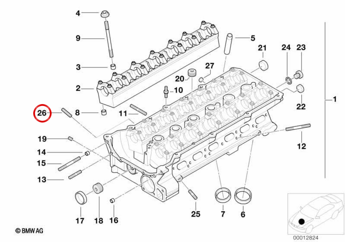 OEM Prisoner Bolt 11121427918 pour BMW E46, E39, E60, E61, E38, E65, E66, E83, E53, E85. BMW d'origine.