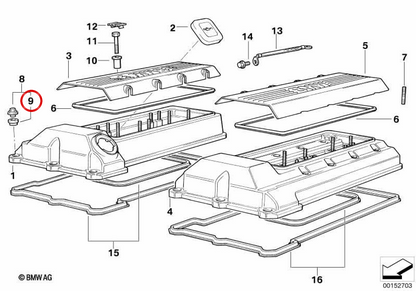 Board Goma OEM 11121437395 pour BMW E36, E46, E34, E39, E60, E61, E32, E38, E65, E66, E31, E83, E53, Z3, E85, E86, E52. BMW d'origine.