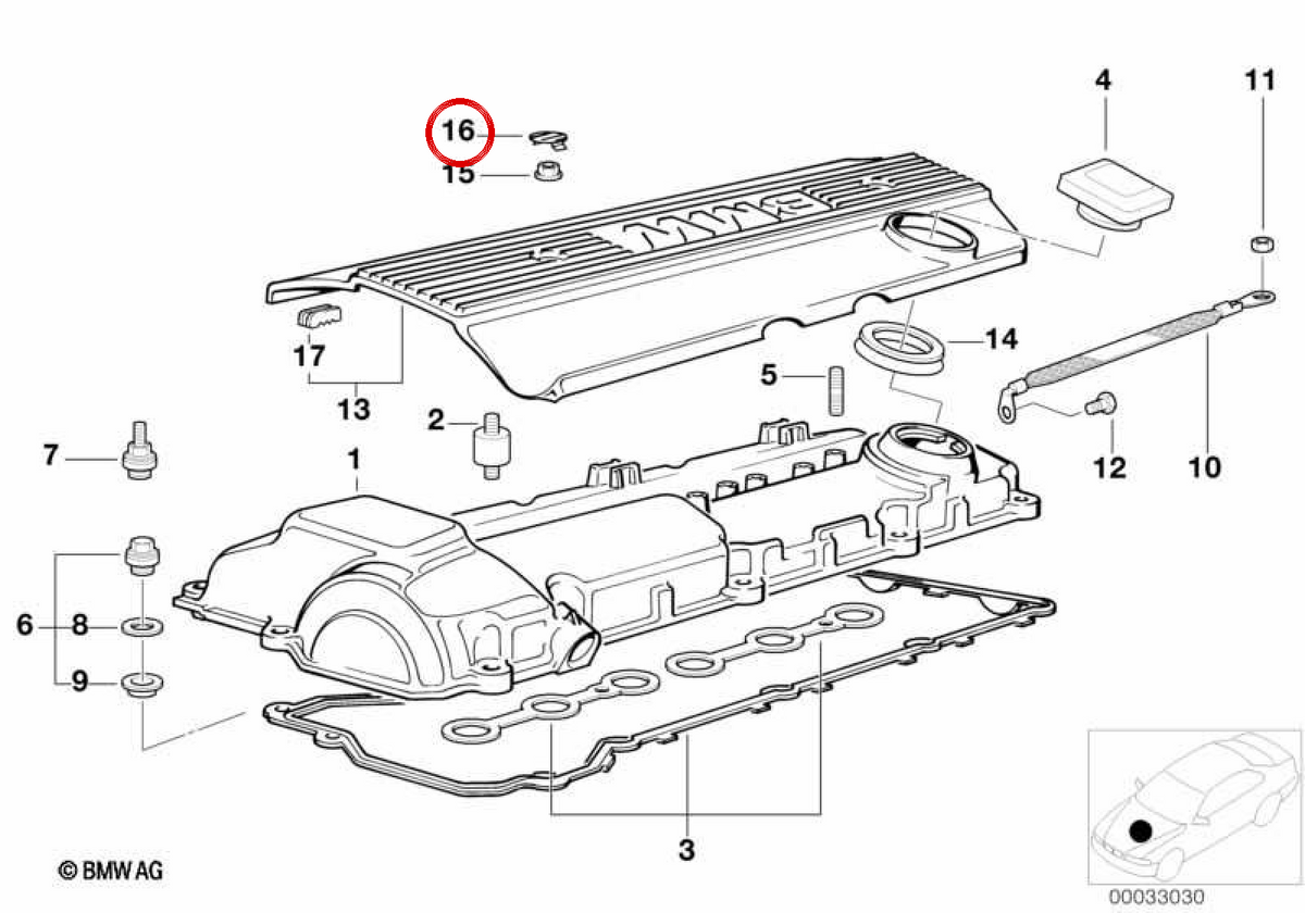 OEM Colata Cover 11121726089 für BMW (kompatible Modelle: E36, E46, E34, E39, E60, E61, E38, E65, E66, E83, E53, Z3, E85). Original BMW.