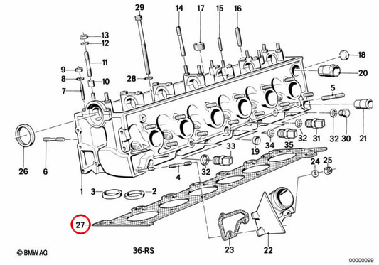 Consiglio senza amianto OEM 11122244728 per BMW E30, E28, E34. BMW originale.