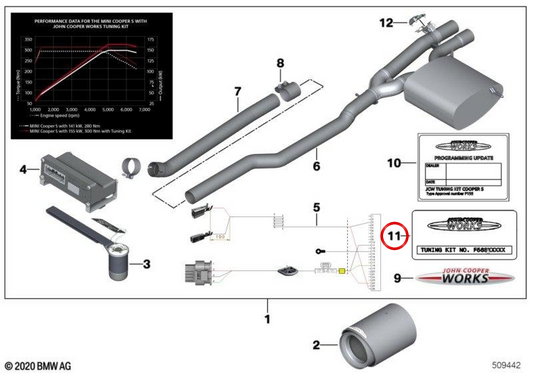Plaque d'optimisation moteur OEM 11122446555 pour MINI F56, F55, Cabrio F57. MINI d'origine.