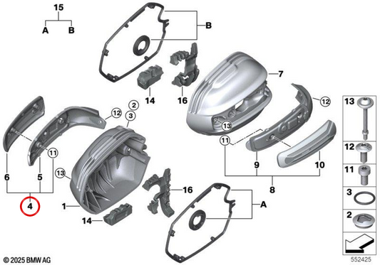 Cobertura da bobine de ignição direita OEM 11127108464 para motos BMW R 12 nineT, R 12 e R 12 G/S… e mais. Original BMW Motorrad