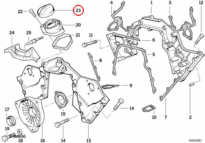 Cover Oil Oil Oil 11127509328 For BMW E87, E30, E36, E46, E90, E91, E92, E93, E34, E39, E60, E61, E63, E64, E32, E38, E65, E66, E31, E83, E53, E70, E70, E71, Z3, Z3, E85 E52. Original BMW.