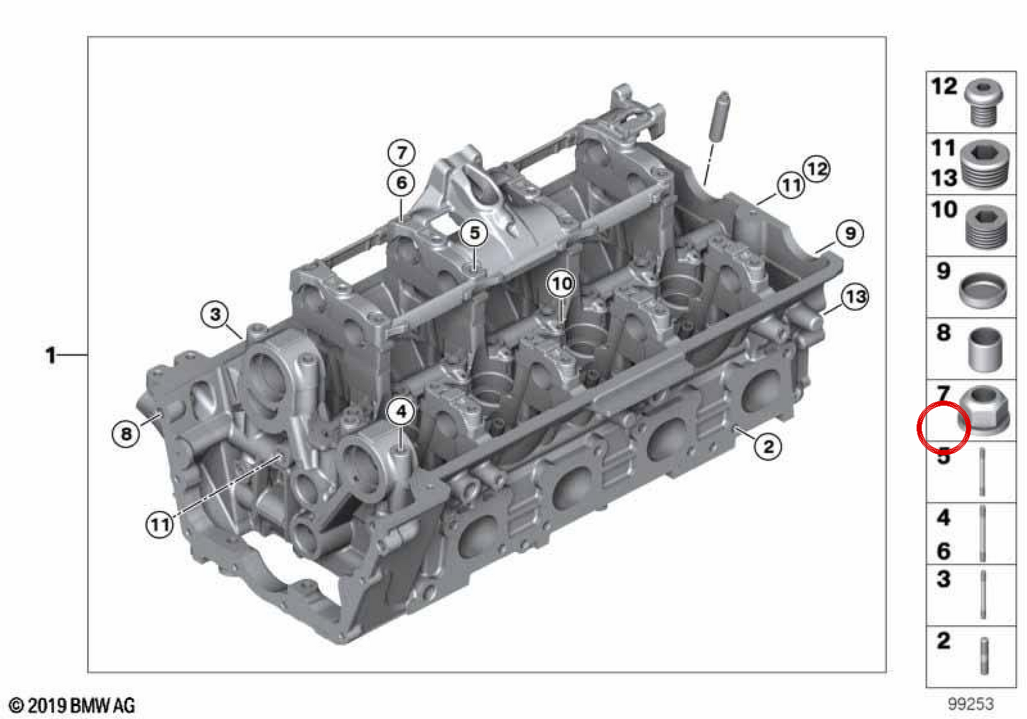 OEM Flanschmutter 11127541887 für BMW E60, E61, E63, E64, E65, E66, E53, E70. Original BMW.