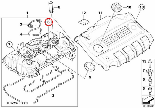 Assemblea Colata OEM 11127555737 per BMW E81, E82, E87, E88, E90, E91, E92, E93, E60, E61. BMW originale.