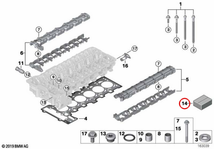 Juego de juntas para culata sin amianto OEM 11127572758 para BMW E82, E88, E90, E91, E92, E93, E60, E61, F01, F02, E71, E89. Original BMW.