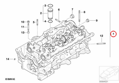 Cabeça de cilindro com trem de válvulas OEM 11127578027 para BMW E81, E82, E87, E88, E90, E91, E92, E93, E60, E84. BMW genuíno.