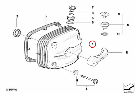 Tampa esquerda da cabeça do cilindro OEM 11127672587 para motocicletas BMW R1150GS Adventure, R1150R, R850R... e muito mais. Originais BMW Motorrad.